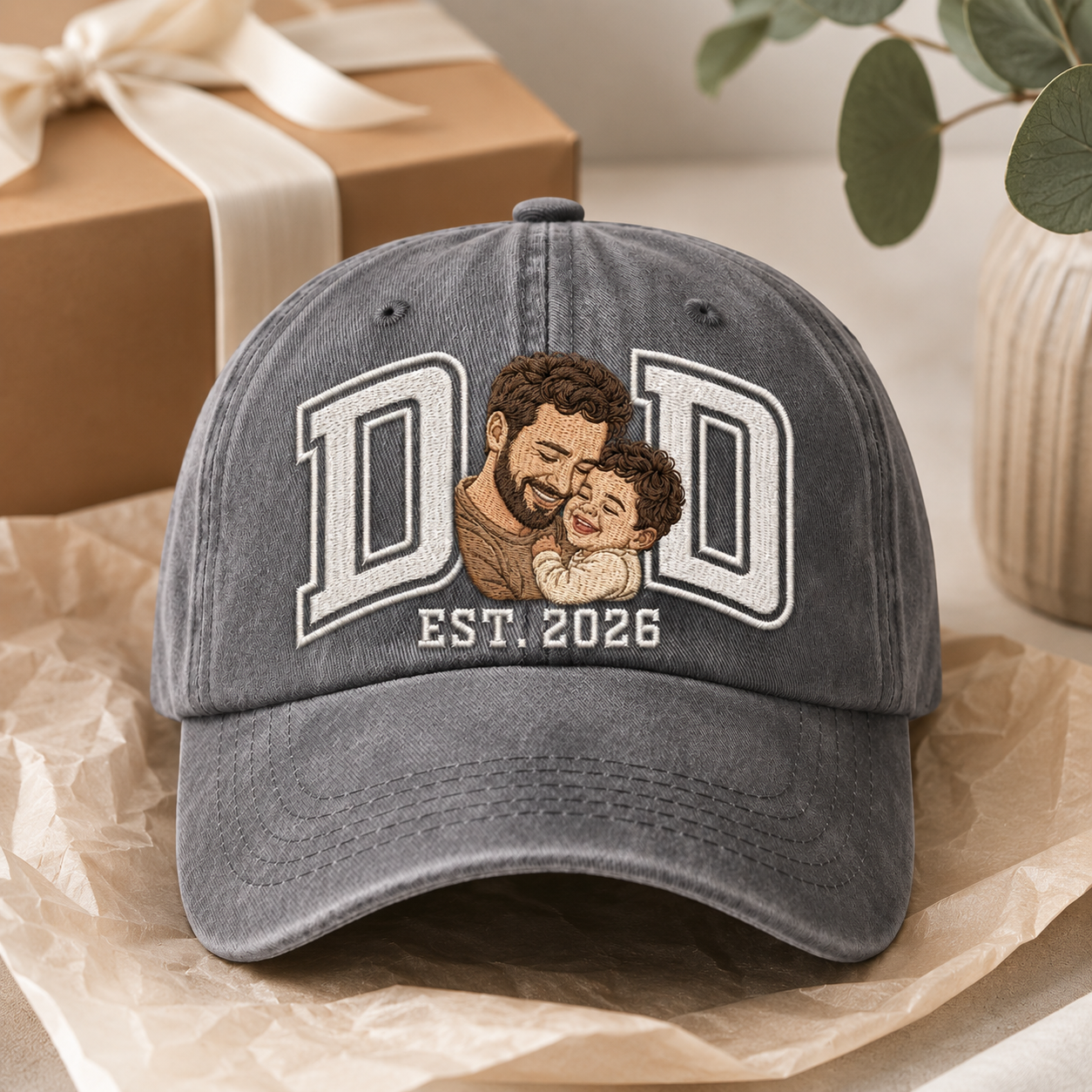 Custom Photo Dad Love Embroidered Hat, Personalized Cap, Custom Portrait Dad Hat, Father’s Day Gift TOM99