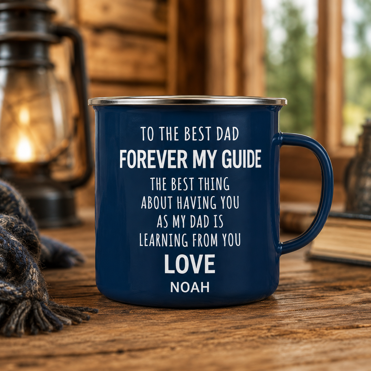 Personalized Dad Papa Camp Mug 12oz, Custom Dad Enamel Cup, Gift For Dad TOM99