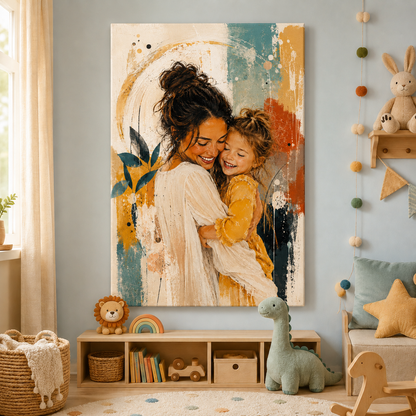 Custom Photo Water Color Mom Canvas Wall Art - Custom Gift For Mom TOM99