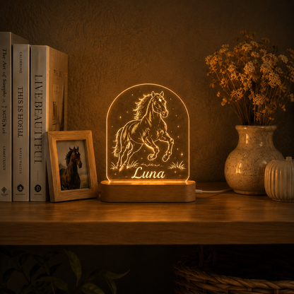 Custom Photo Pure Horse Wooden Led Light | Personalized Horse Photo Wooden Led Light | Gift For Horse Lovers TOM99