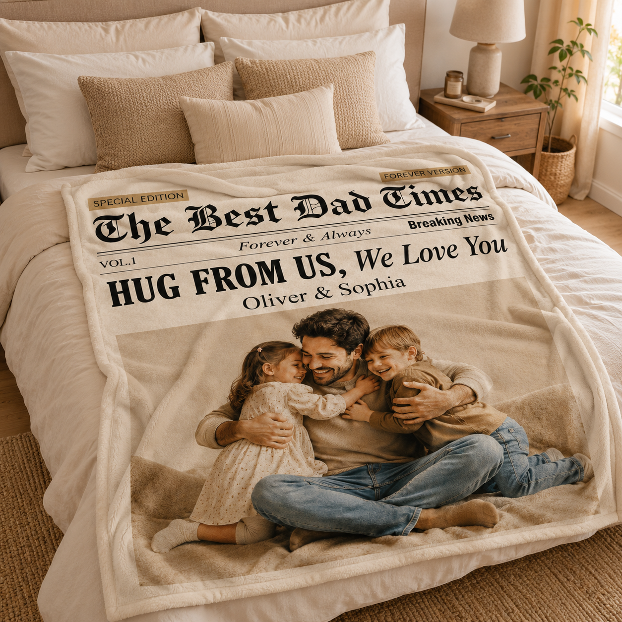 Custom The Best Dad Times Photo Blanket, Personalized Dad Gifts | Gift For Dad TOM99