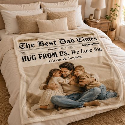 Custom The Best Dad Times Photo Blanket, Personalized Dad Gifts | Gift For Dad TOM99