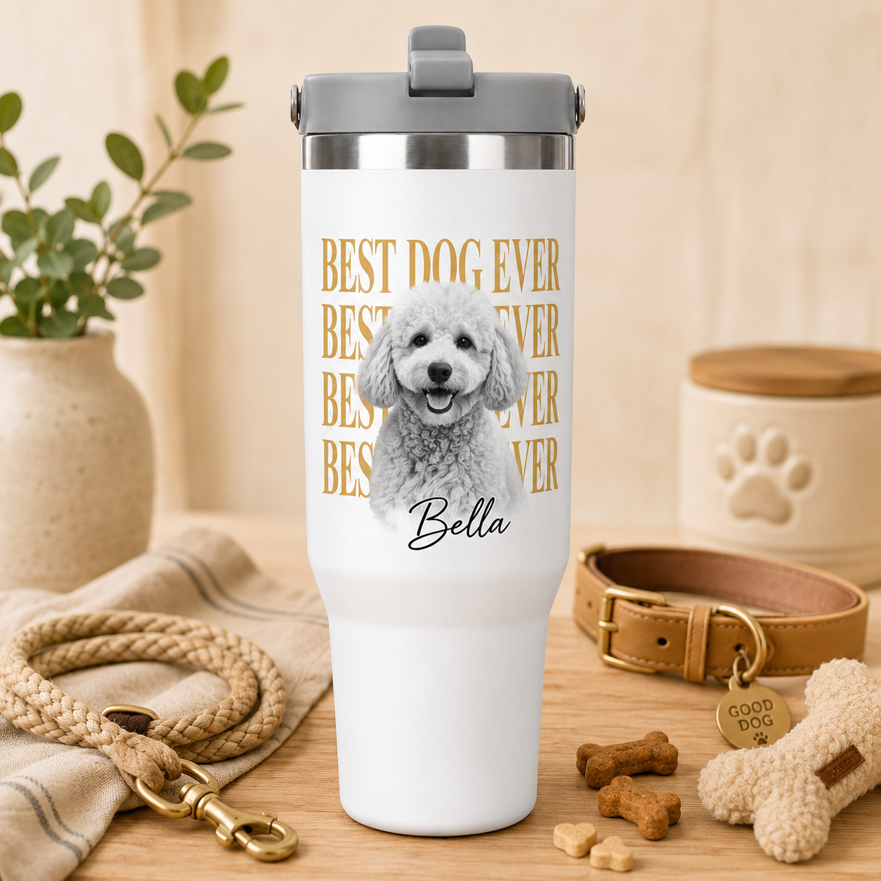 Custom Photo Best Dog Ever 30oz Tumbler | Gift For Dog Lovers | Pet Lover Gifts TOM99