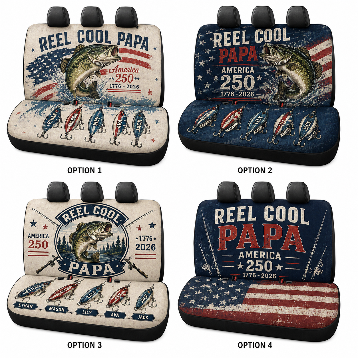Personalized Reel Cool Papa Car Rear Seat Cover, Custom Back Seat Protector For Dad, Gift For Dad TOM99