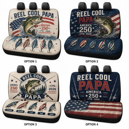 Personalized Reel Cool Papa Car Rear Seat Cover, Custom Back Seat Protector For Dad, Gift For Dad TOM99