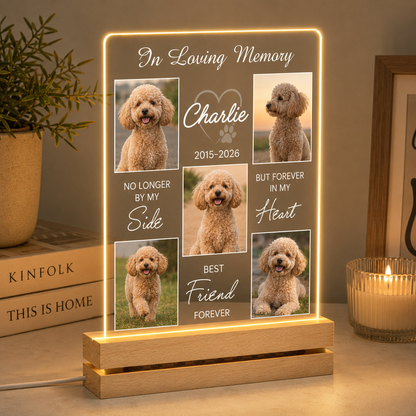 Custom Photo Dog In Loving Memory Wooden LED Light | Personalized Dog Photo LED Night Light | Pet Loss Sympathy Gift TOM99