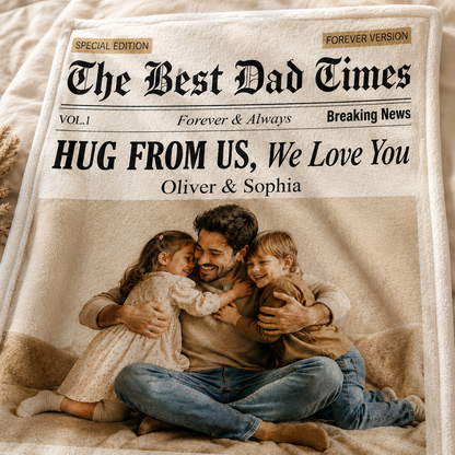 Custom The Best Dad Times Photo Blanket, Personalized Dad Gifts | Gift For Dad TOM99