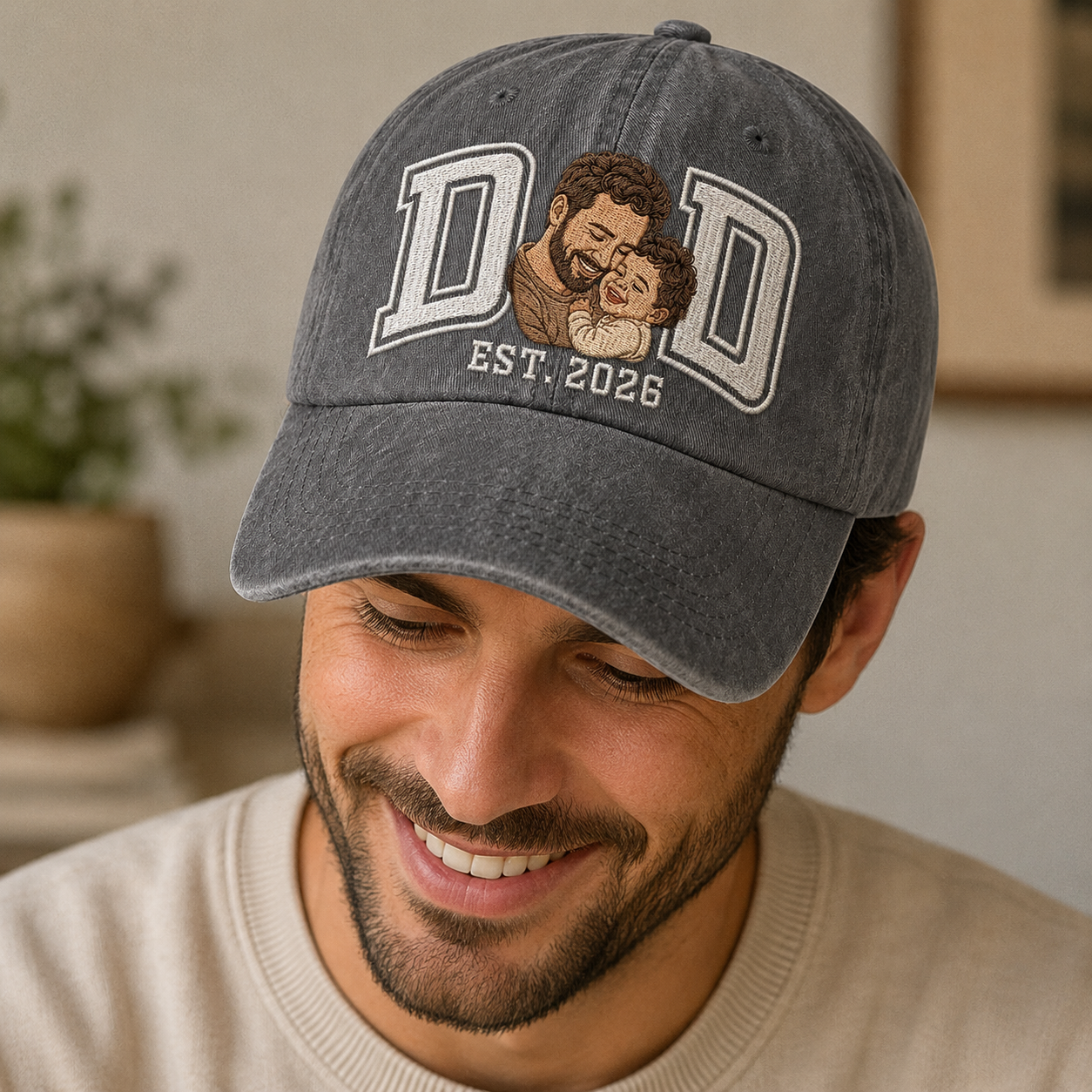 Custom Photo Dad Love Embroidered Hat, Personalized Cap, Custom Portrait Dad Hat, Father’s Day Gift TOM99