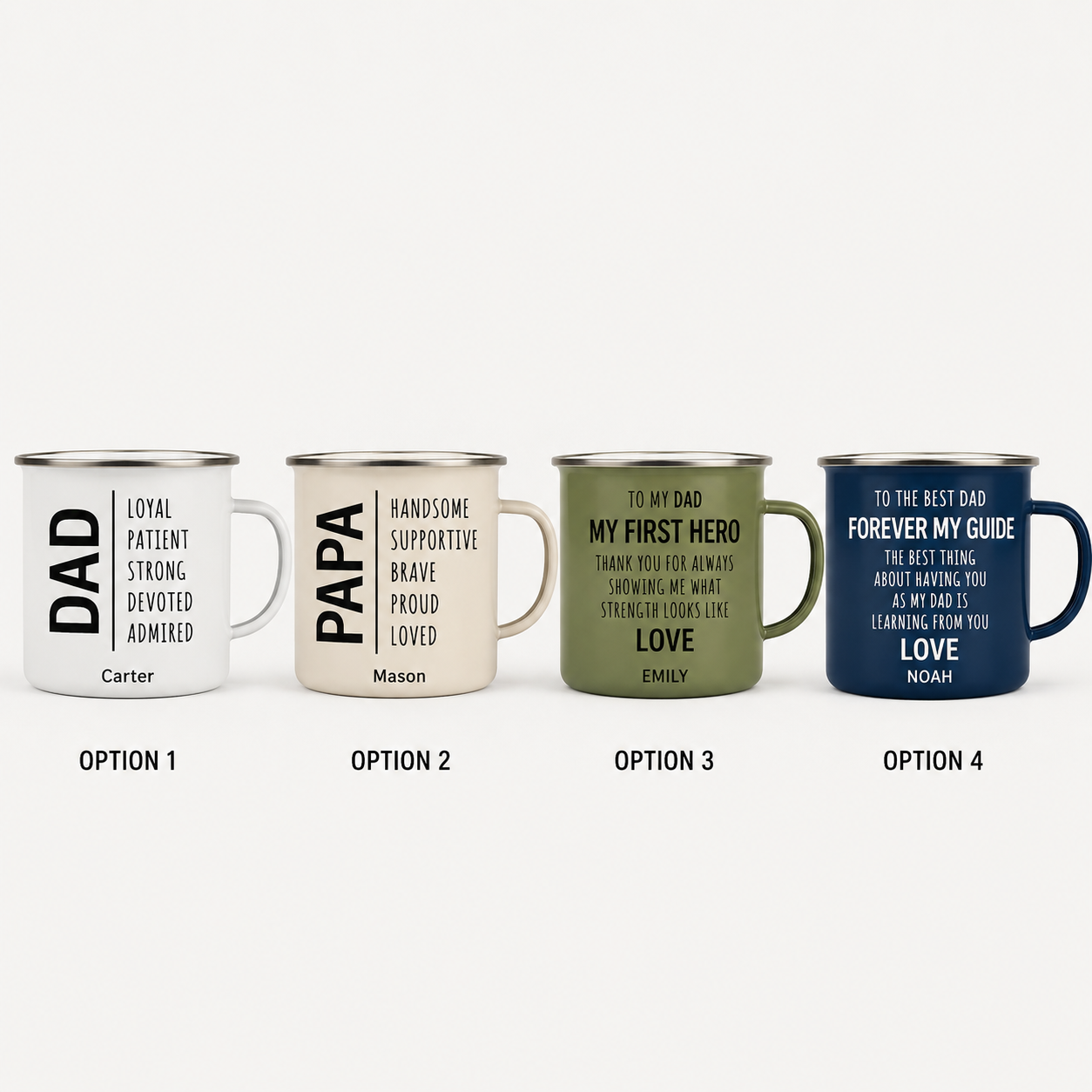 Personalized Dad Papa Camp Mug 12oz, Custom Dad Enamel Cup, Gift For Dad TOM99
