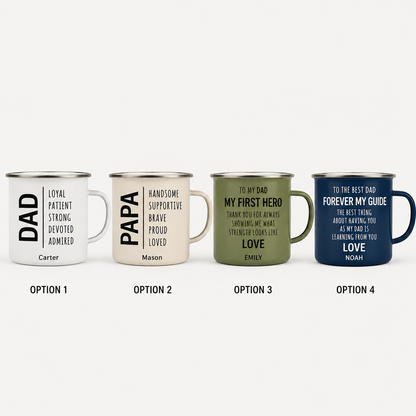 Personalized Dad Papa Camp Mug 12oz, Custom Dad Enamel Cup, Gift For Dad TOM99