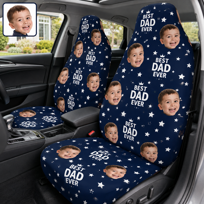 Personalized Best Dad Portrait Car Seat Cover, Custom Dad Seat Protector, Gift For Dad TOM99