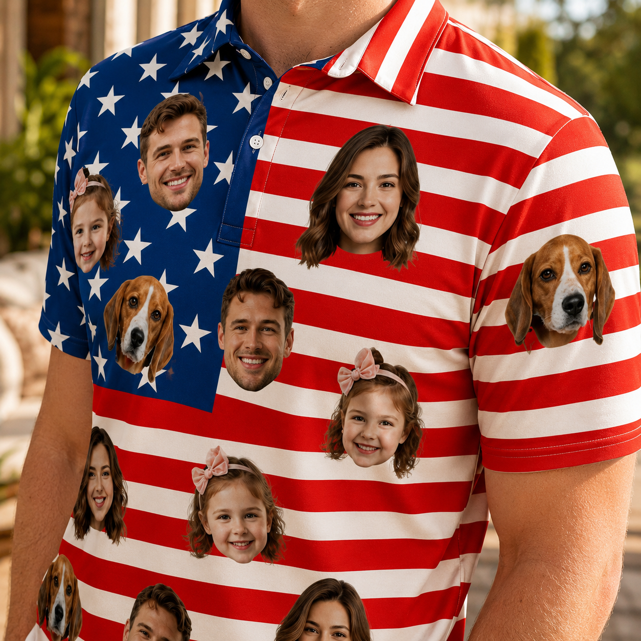 Custom Photo US Dad Polo Shirt, Personalized Polo Shirt For Husband Dad Grandfather