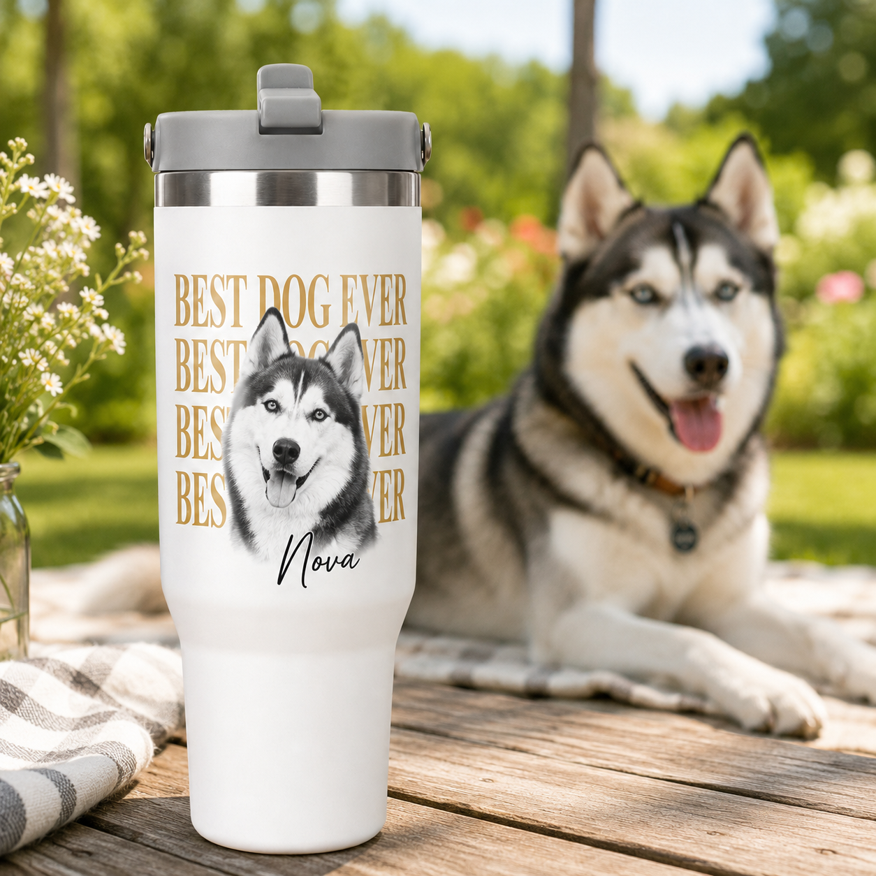 Custom Photo Best Dog Ever 30oz Tumbler | Gift For Dog Lovers | Pet Lover Gifts TOM99