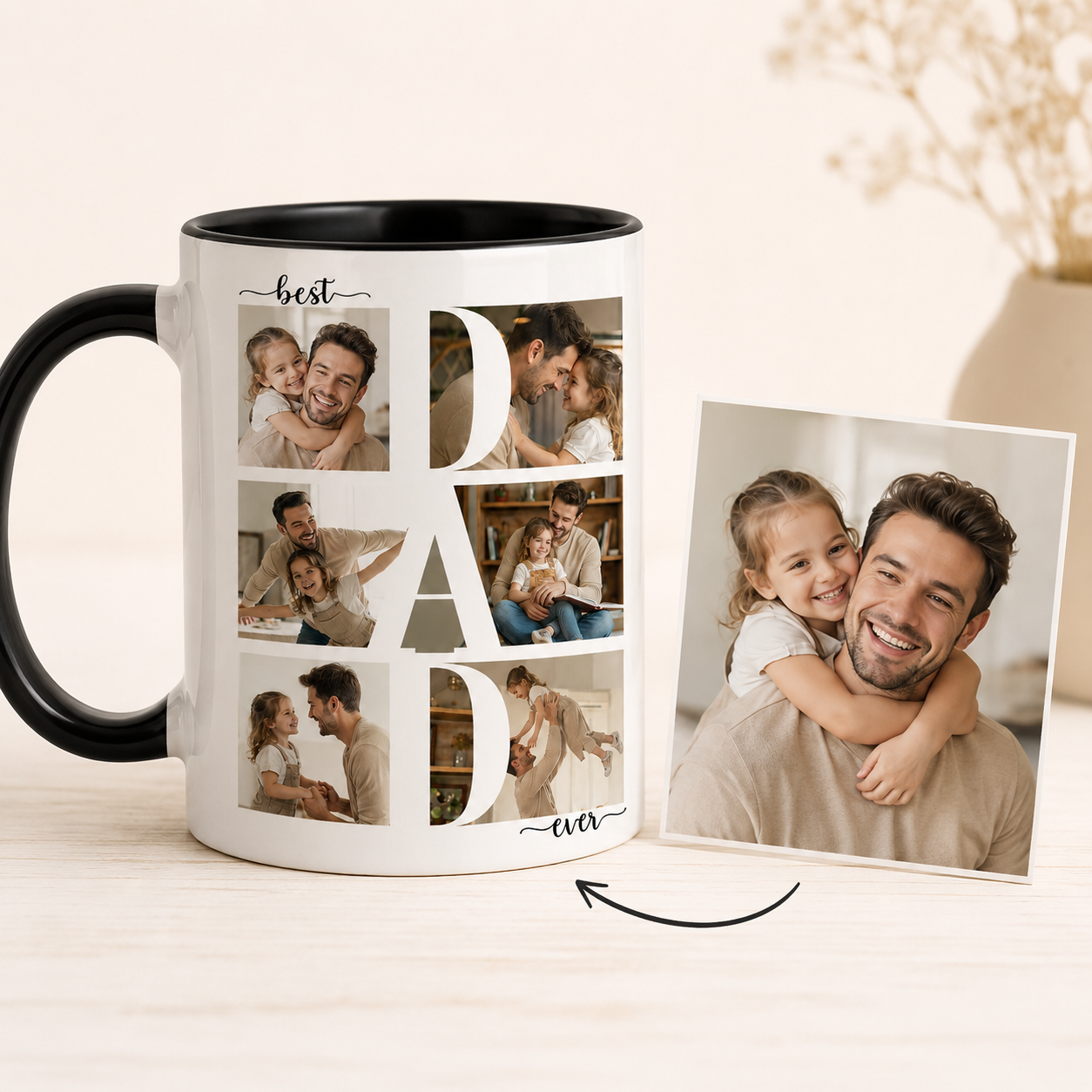 Custom Photo Best Dad Mug, Personalized Mug Mug For Husband Dad Grandfather TOM99