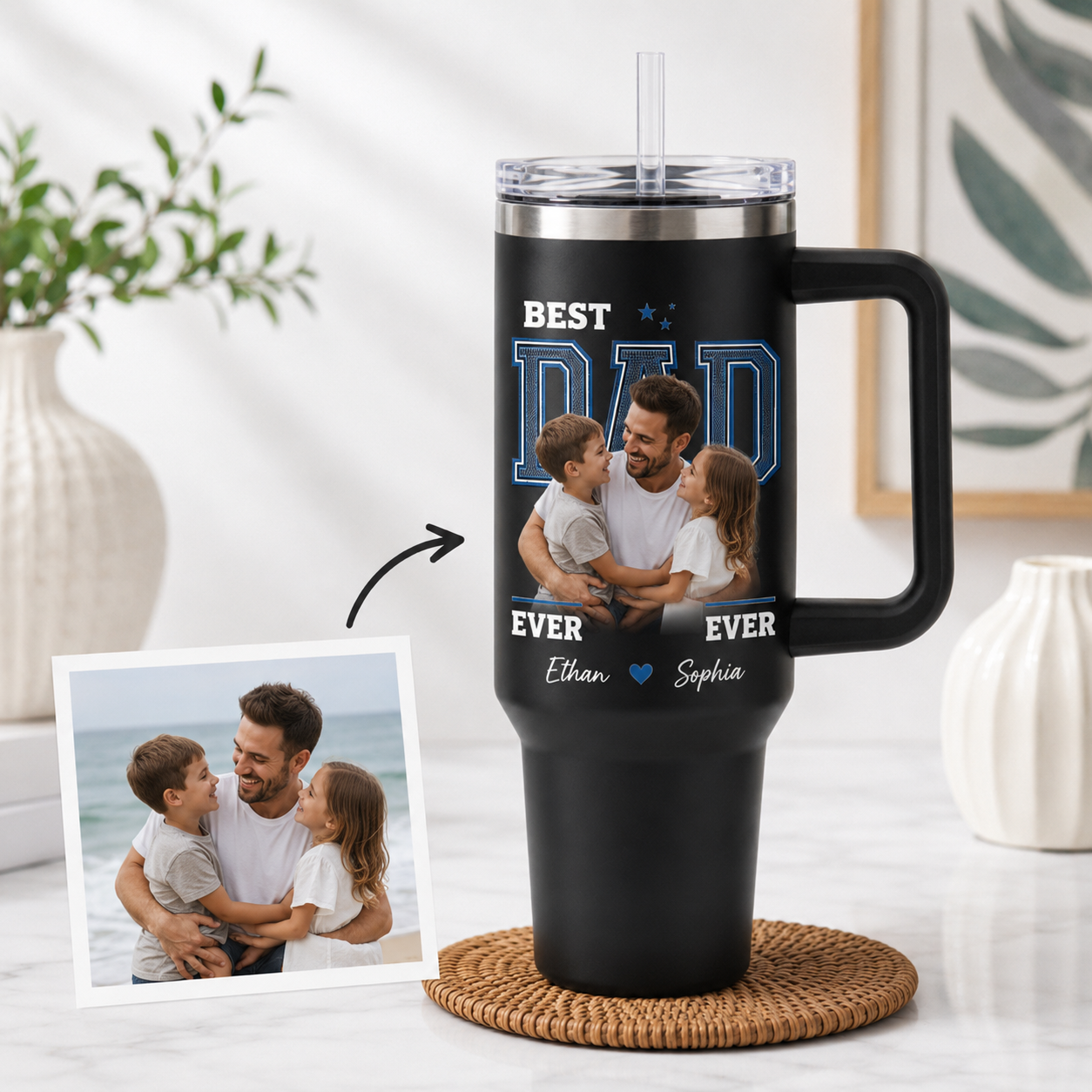Custom Best Dad 40oz Tumbler, Personalized Dad Tumbler, Father’s Day Gift TOM99