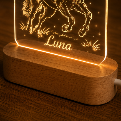 Custom Photo Pure Horse Wooden Led Light | Personalized Horse Photo Wooden Led Light | Gift For Horse Lovers TOM99