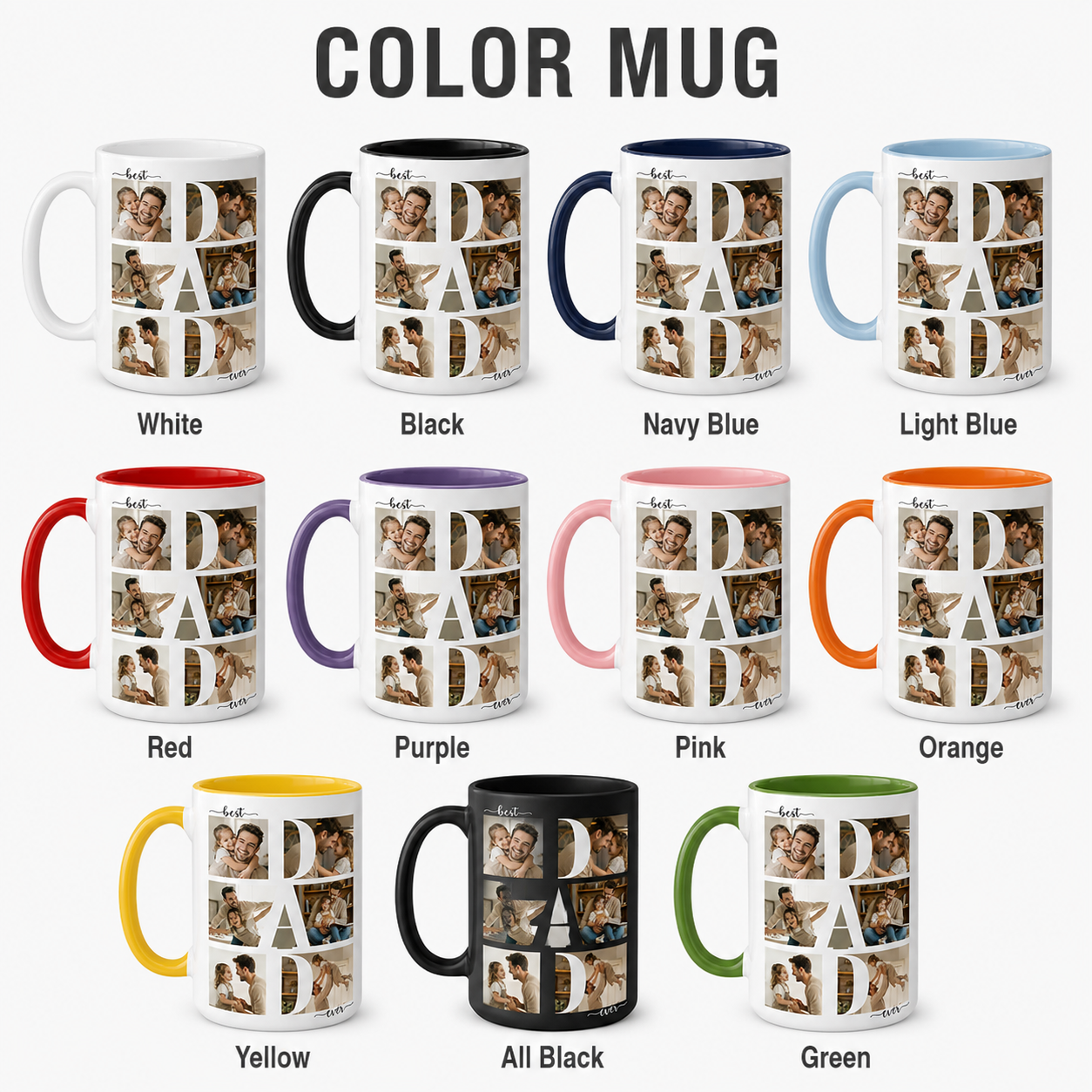 Custom Photo Best Dad Mug, Personalized Mug Mug For Husband Dad Grandfather TOM99
