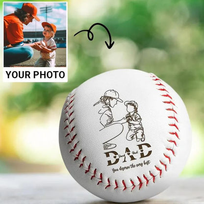 Personalized Engraved Baseball Photo Dad And Kid | Baseball Gift | Custom Name Dad And Kid