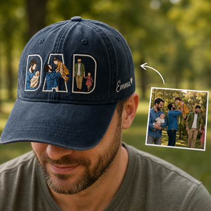 Dad Embroidered Hat, Custom Photo Dad Cap, Personalized Pet Face Hat, Father’s Day Gift For Dad THUC99