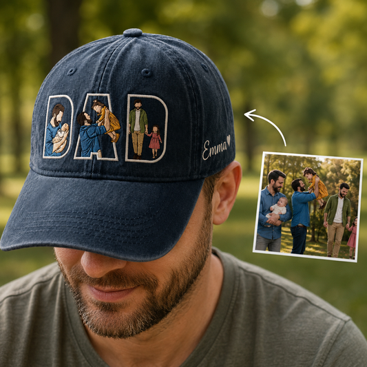 Dad Embroidered Hat, Custom Photo Dad Cap, Personalized Pet Face Hat, Father’s Day Gift For Dad THUC99