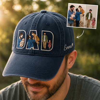 Dad Embroidered Hat, Custom Photo Dad Cap, Personalized Pet Face Hat, Father’s Day Gift For Dad THUC99