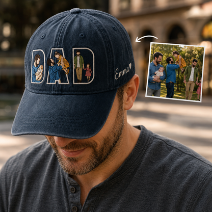 Dad Embroidered Hat, Custom Photo Dad Cap, Personalized Pet Face Hat, Father’s Day Gift For Dad THUC99