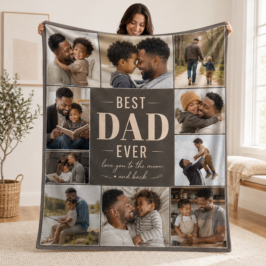 Custom Dad Photo Blanket, Personalized Dad Gifts | Gift For Dad TOM99