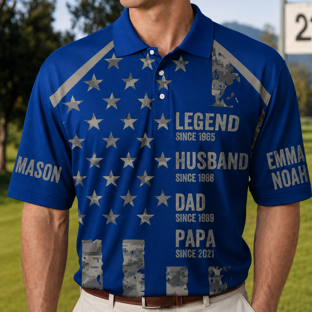 Custom Photo Legend Dad Polo Shirt, Personalized Polo Shirt For Husband Dad Grandfather