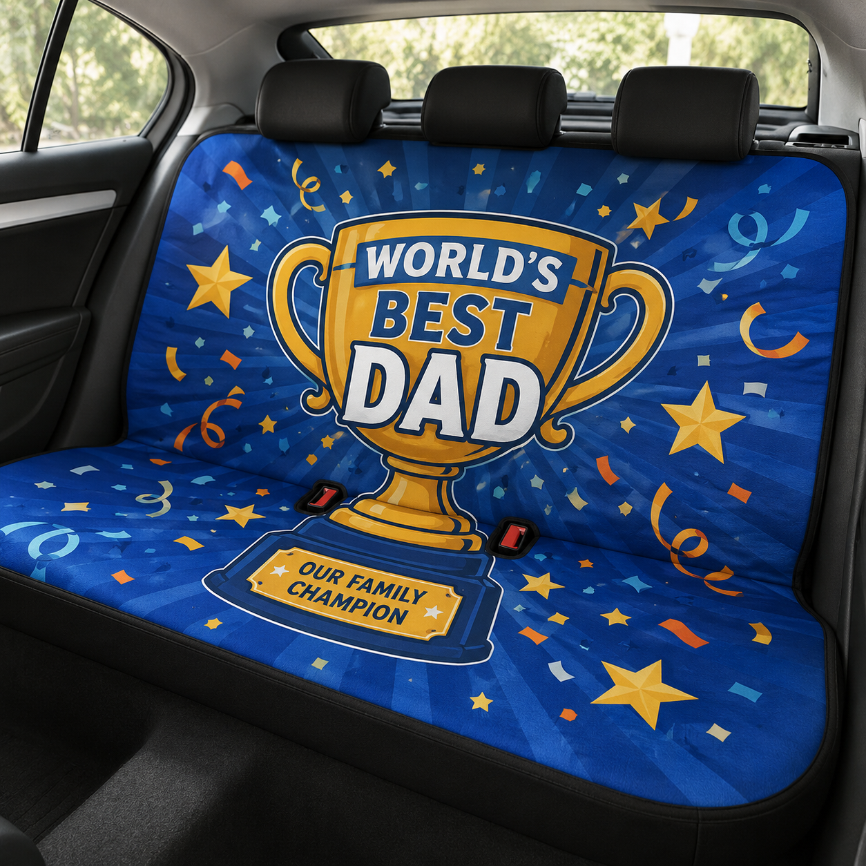 Personalized World's Best Papa Car Rear Seat Cover, Custom Back Seat Protector For Dad, Gift For Dad TOM99
