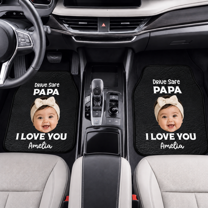 Personalized Papa I Love You Flannel Car Floor Mats, Custom Dad Floor Mats, Gift For Dad TOM99