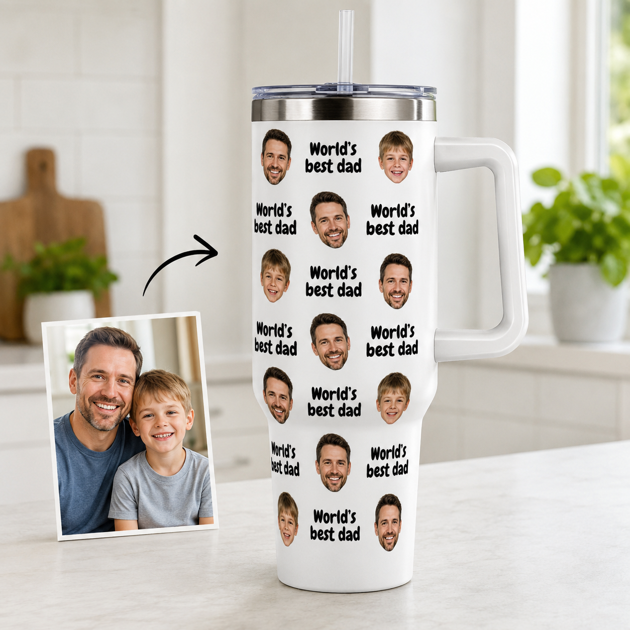 Custom Photo Dad 40oz Tumbler, Personalized Dad Tumbler, Father’s Day Gift TOM99