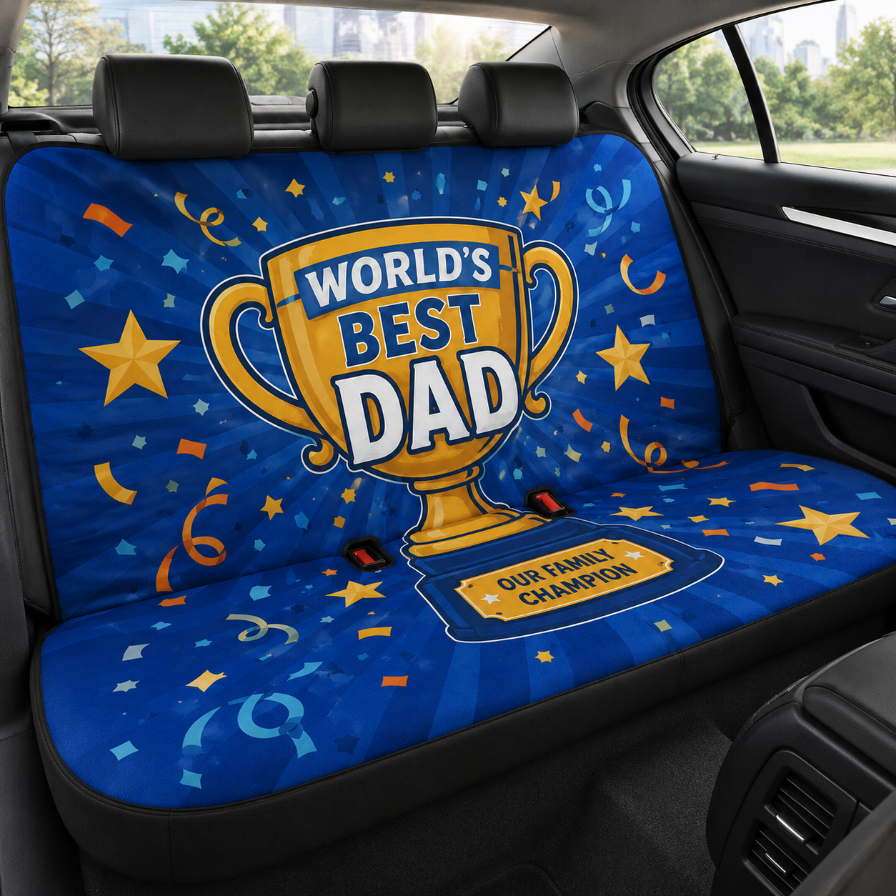 Personalized World's Best Papa Car Rear Seat Cover, Custom Back Seat Protector For Dad, Gift For Dad TOM99