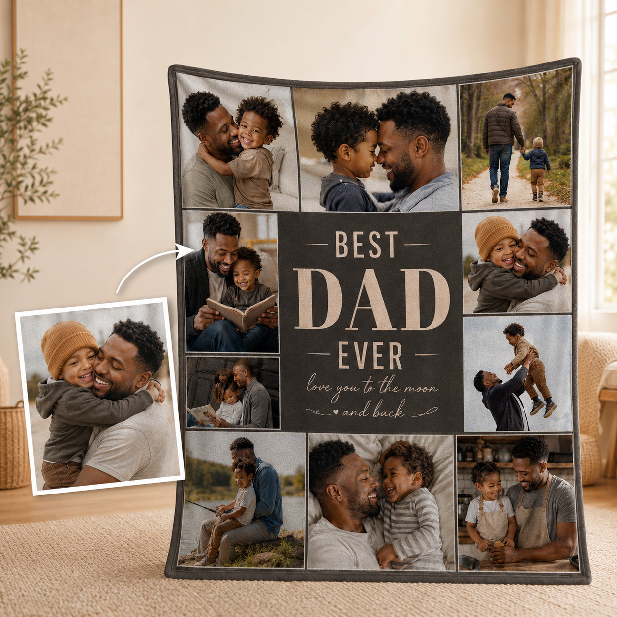 Custom Dad Photo Blanket, Personalized Dad Gifts | Gift For Dad TOM99