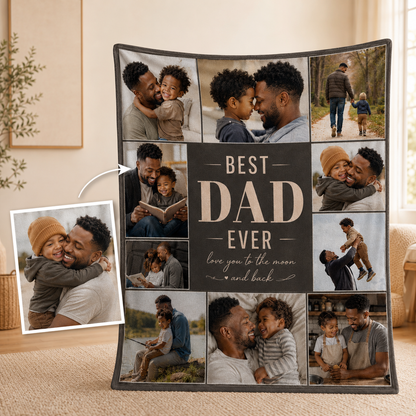 Custom Dad Photo Blanket, Personalized Dad Gifts | Gift For Dad TOM99