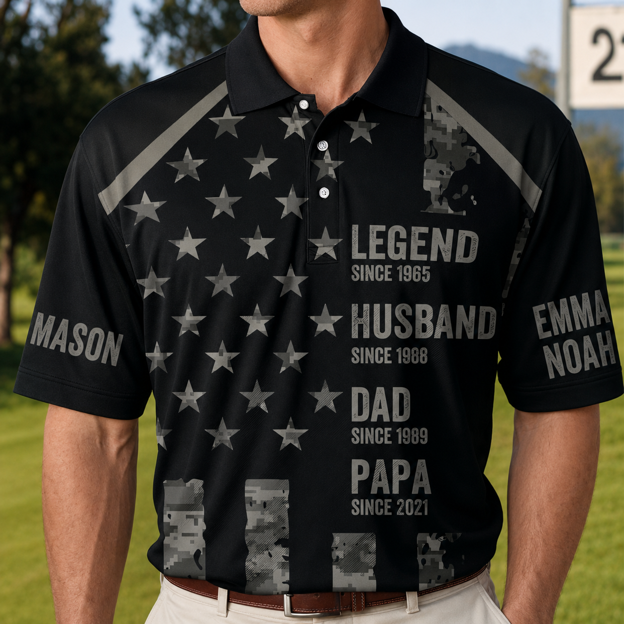 Custom Photo Legend Dad Polo Shirt, Personalized Polo Shirt For Husband Dad Grandfather