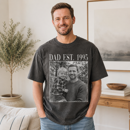Custom Photo Dad & Baby Wash T-Shirt, Personalized Dad Gifts | Gift For Dad TOM99
