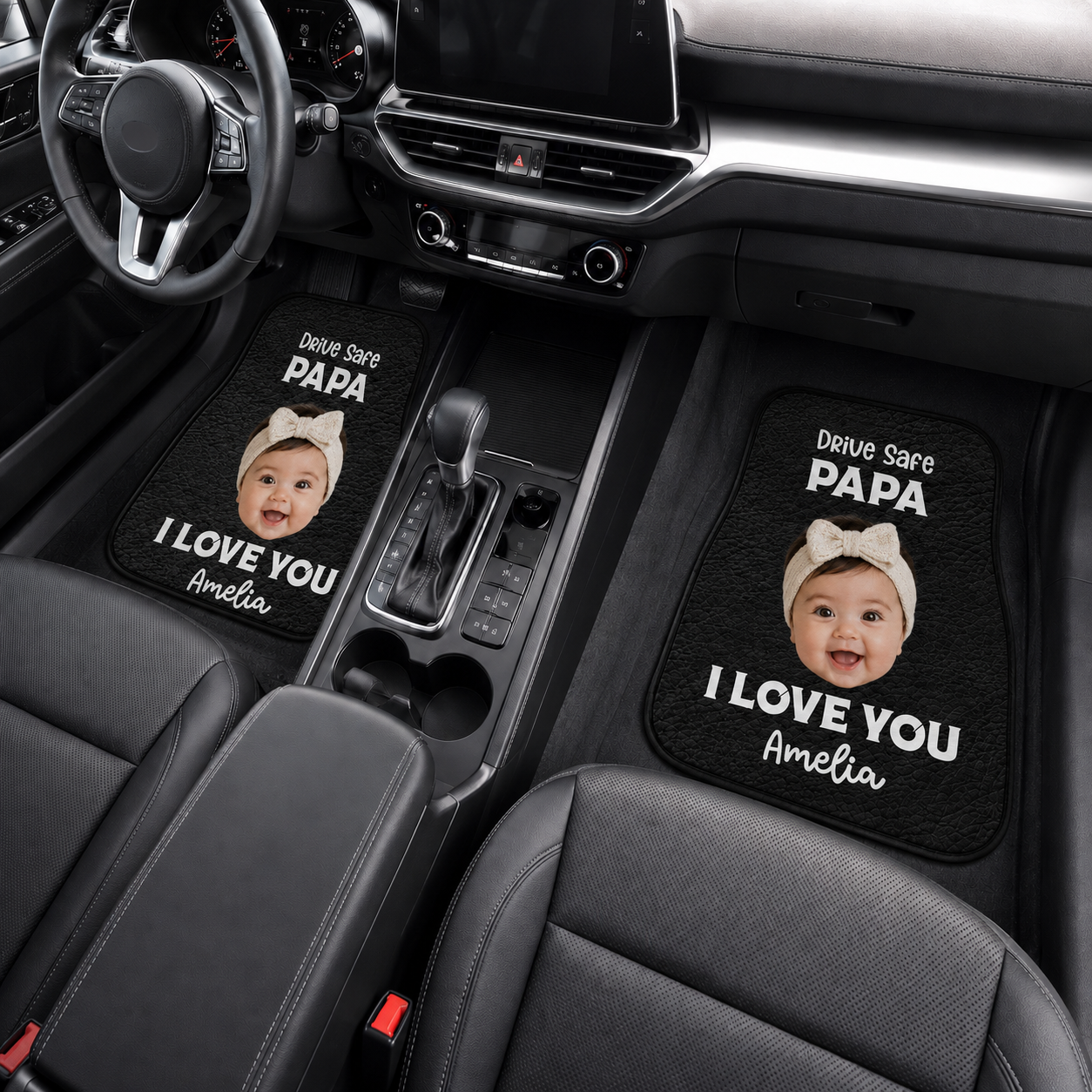 Personalized Papa I Love You Flannel Car Floor Mats, Custom Dad Floor Mats, Gift For Dad TOM99