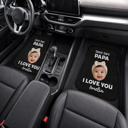 Personalized Papa I Love You Flannel Car Floor Mats, Custom Dad Floor Mats, Gift For Dad TOM99