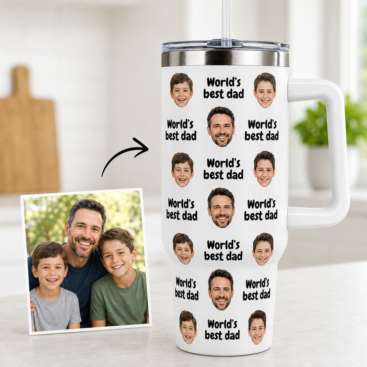 Custom Photo Dad 40oz Tumbler, Personalized Dad Tumbler, Father’s Day Gift TOM99