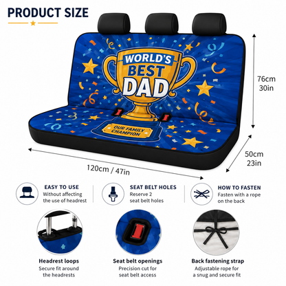 Personalized World's Best Papa Car Rear Seat Cover, Custom Back Seat Protector For Dad, Gift For Dad TOM99