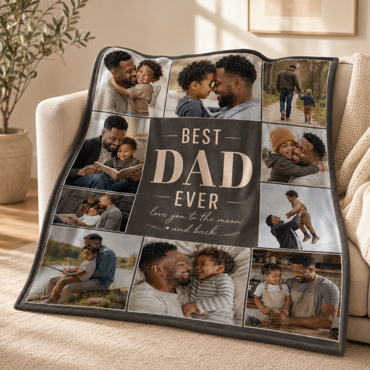 Custom Dad Photo Blanket, Personalized Dad Gifts | Gift For Dad TOM99