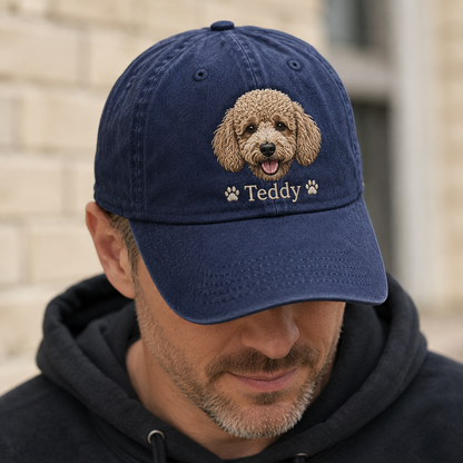 Custom Dog Name Embroidered Hat, Personalized Pet Portrait Vintage Cap THUC99