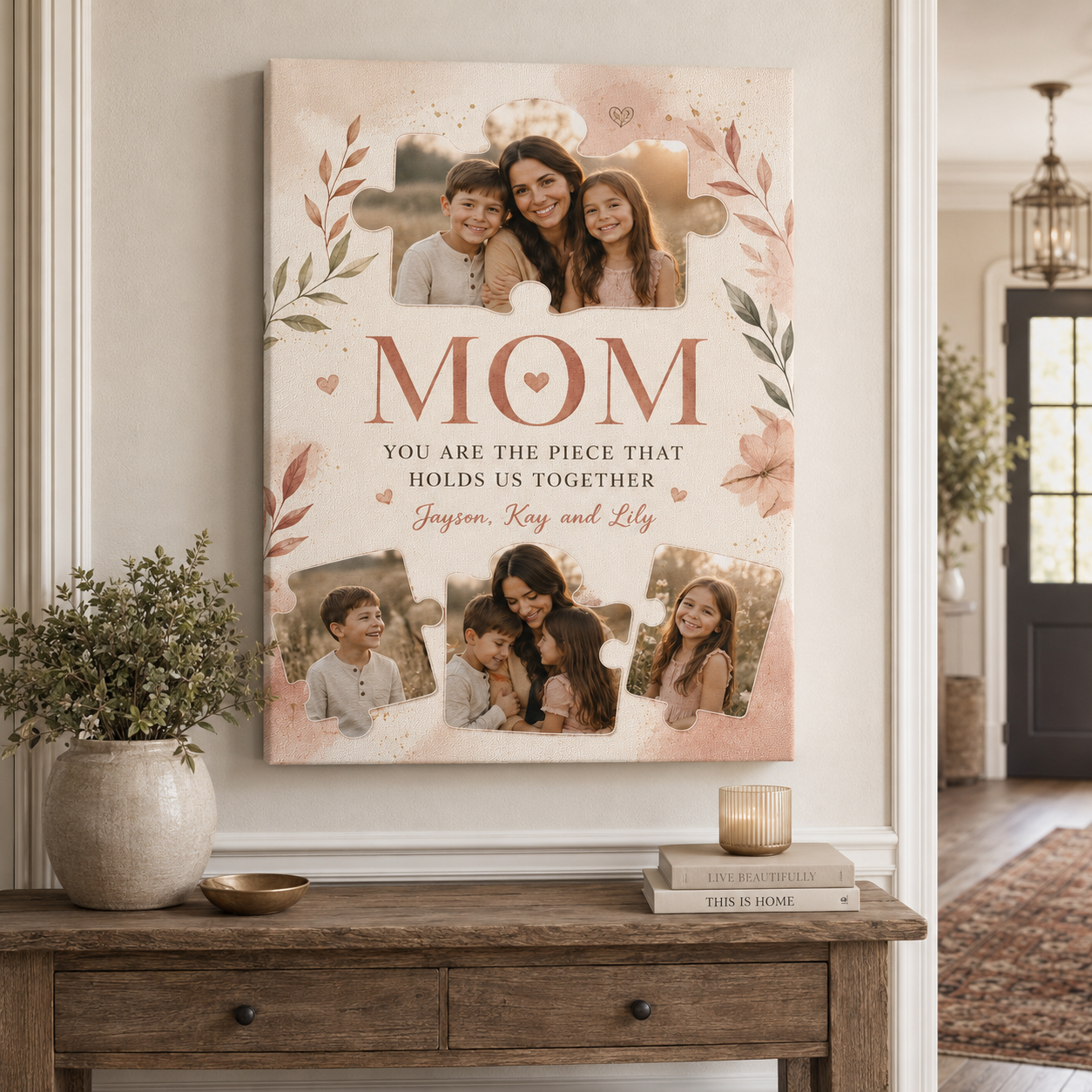 Custom Photo Mom We Love You Canvas Wall Art - Custom Gift For Mom TOM99