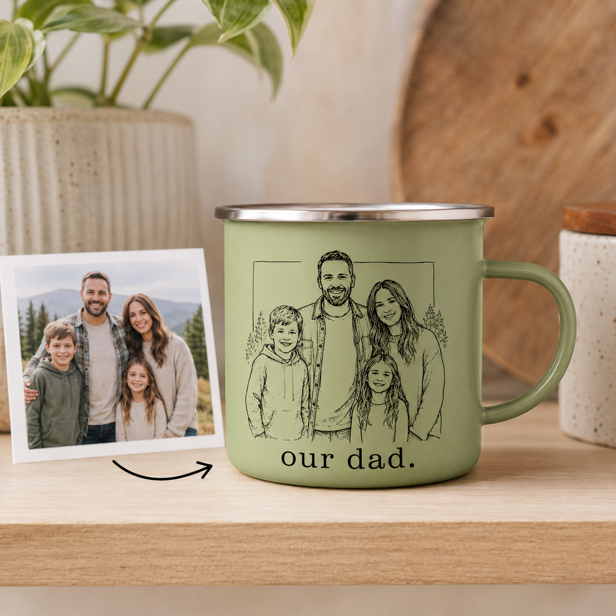 Personalized Best Dad Photo Camp Mug 12oz, Custom Dad Enamel Cup, Gift For Dad TOM99