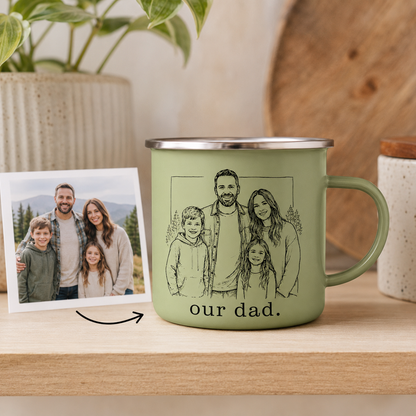 Personalized Best Dad Photo Camp Mug 12oz, Custom Dad Enamel Cup, Gift For Dad TOM99