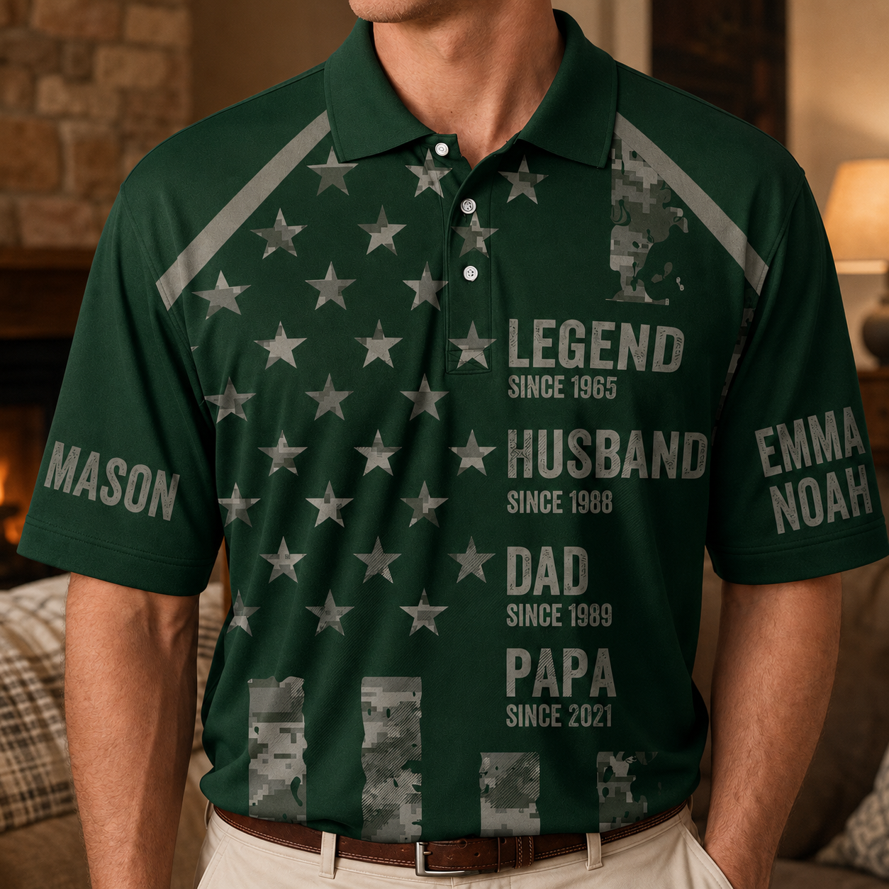 Custom Photo Legend Dad Polo Shirt, Personalized Polo Shirt For Husband Dad Grandfather