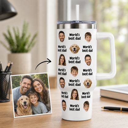Custom Photo Dad 40oz Tumbler, Personalized Dad Tumbler, Father’s Day Gift TOM99