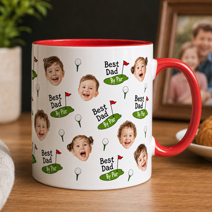 Custom Photo Best Dad By Par Mug, Personalized Mug Mug For Husband Dad Grandfather TOM99