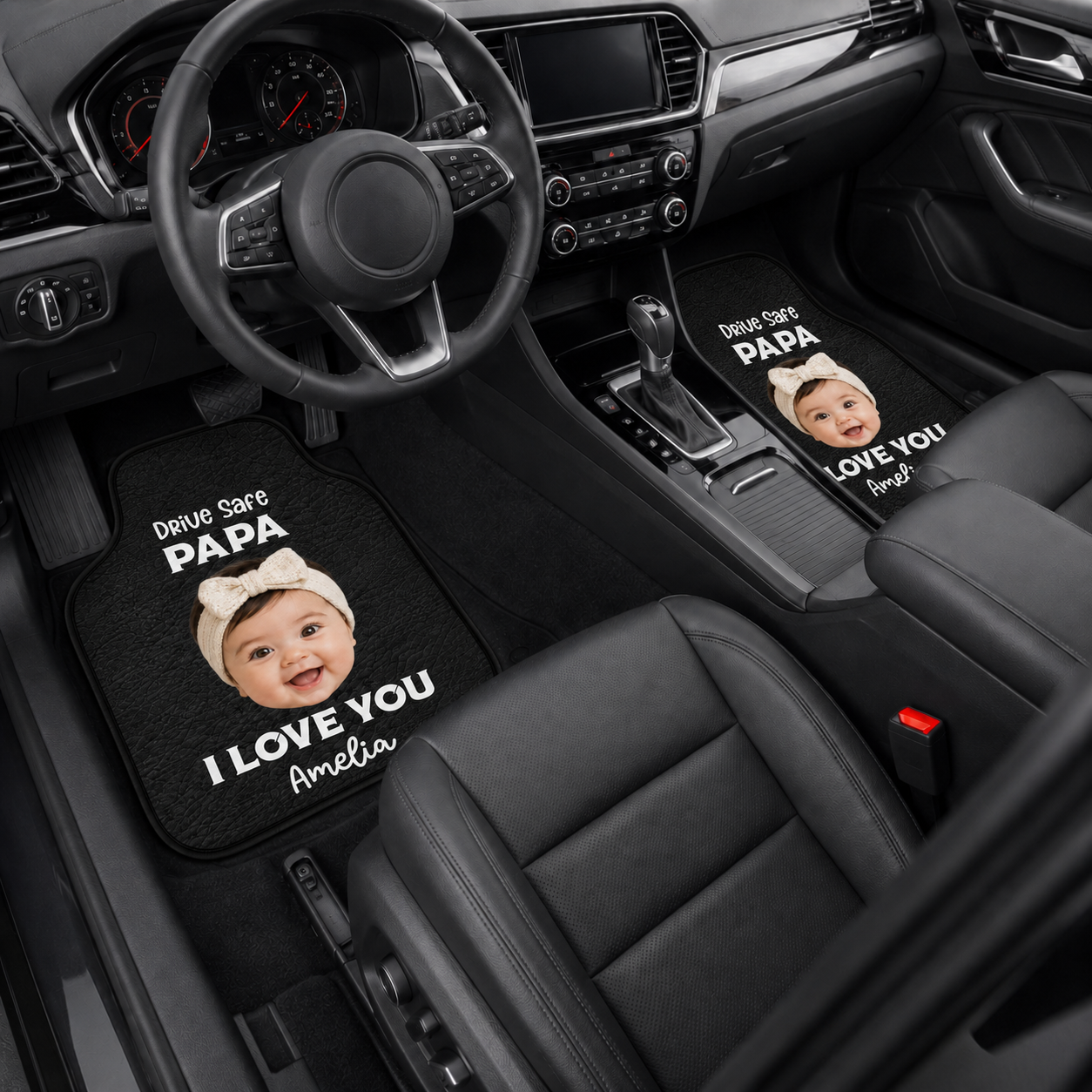 Personalized Papa I Love You Flannel Car Floor Mats, Custom Dad Floor Mats, Gift For Dad TOM99