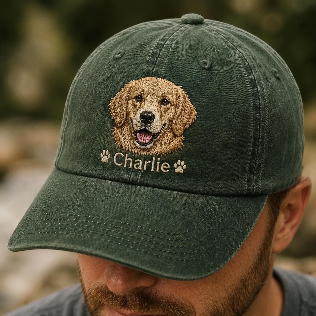 Custom Dog Name Embroidered Hat, Personalized Pet Portrait Vintage Cap THUC99